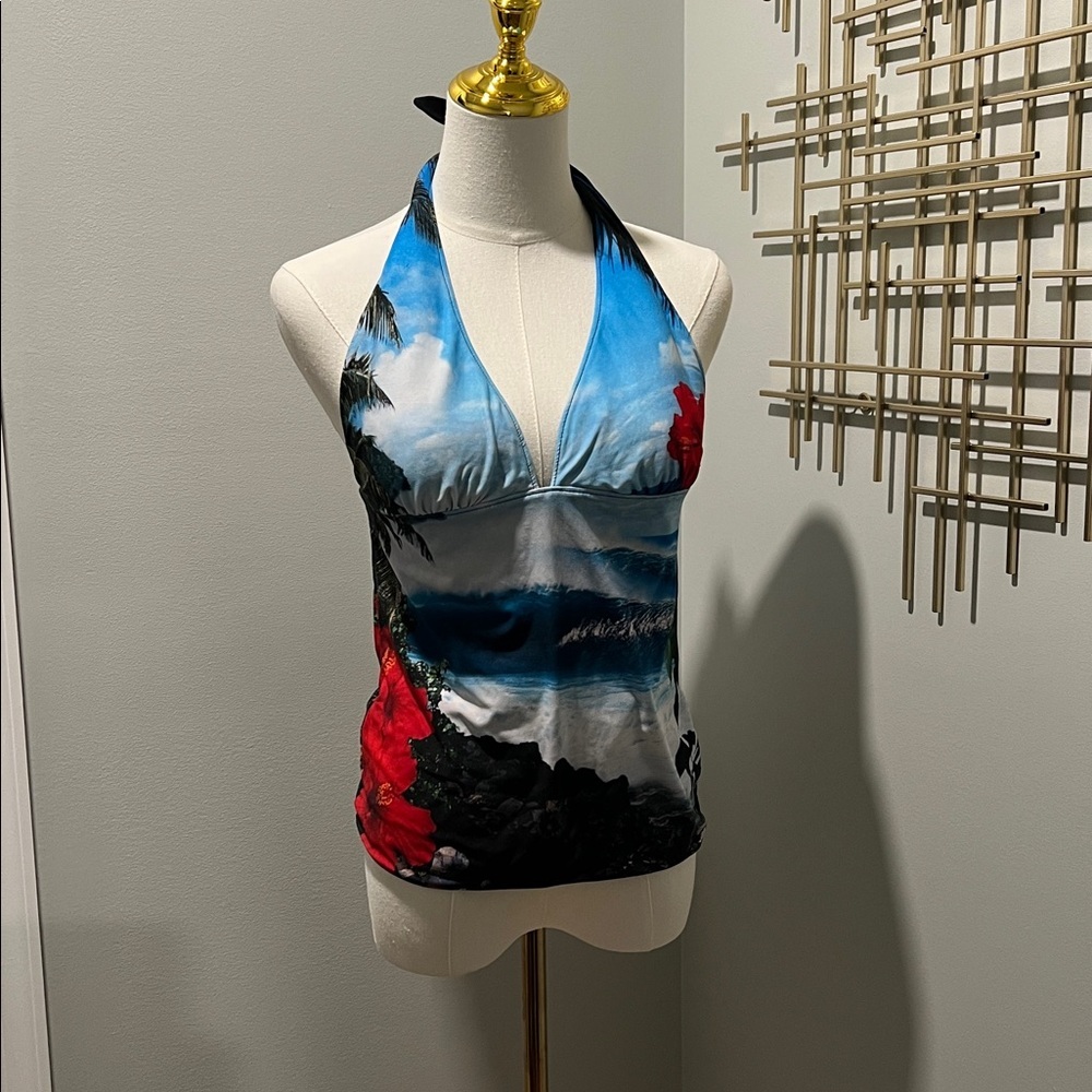 Reversible Hawaiian Print Halter Top